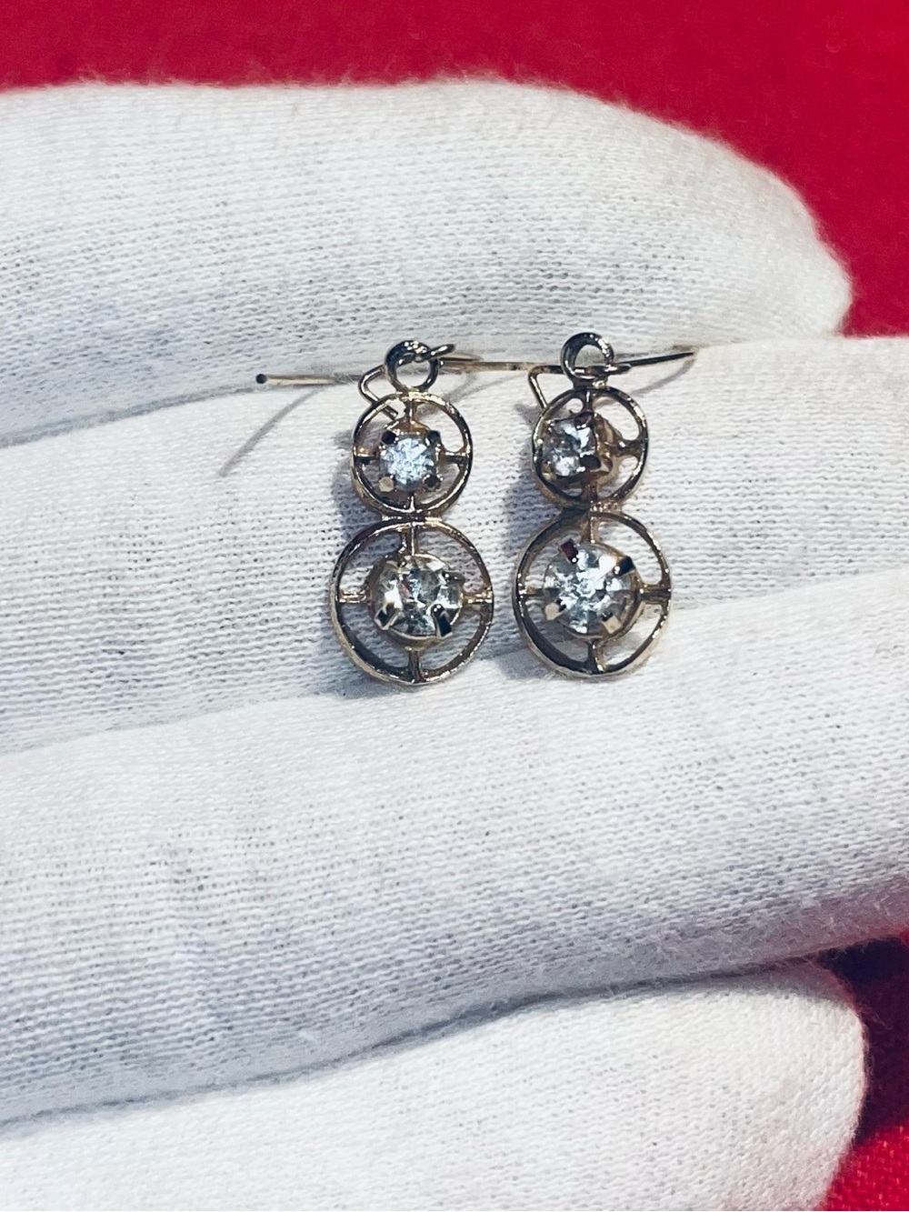 Classic Double-Drop Crystal Earrings in Gold